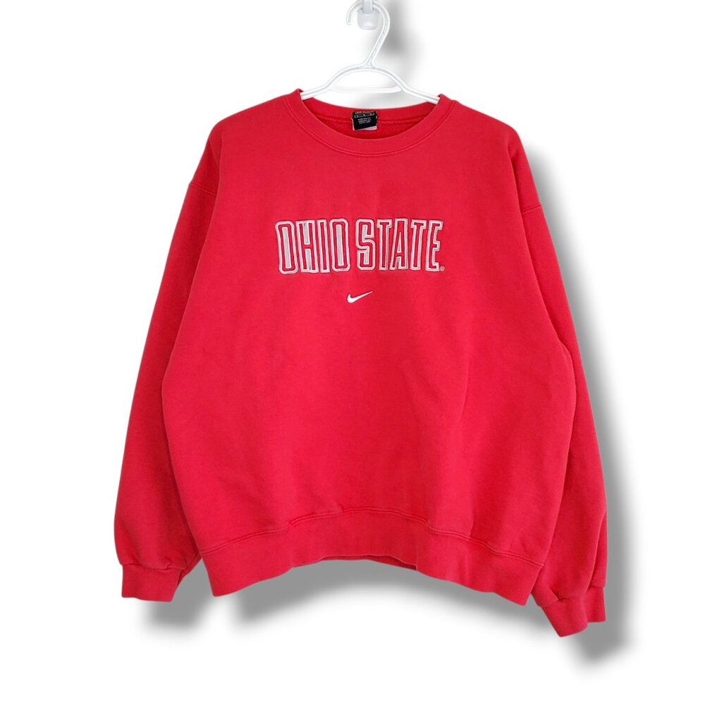 Vintage 90s Nike Ohio State Embroidered Crewneck Sweater Red Size L